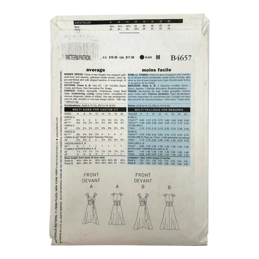 VTG 2005 Butterick Sewing Pattern Maggy London Misses Dress Sizes 14-20 #B4657